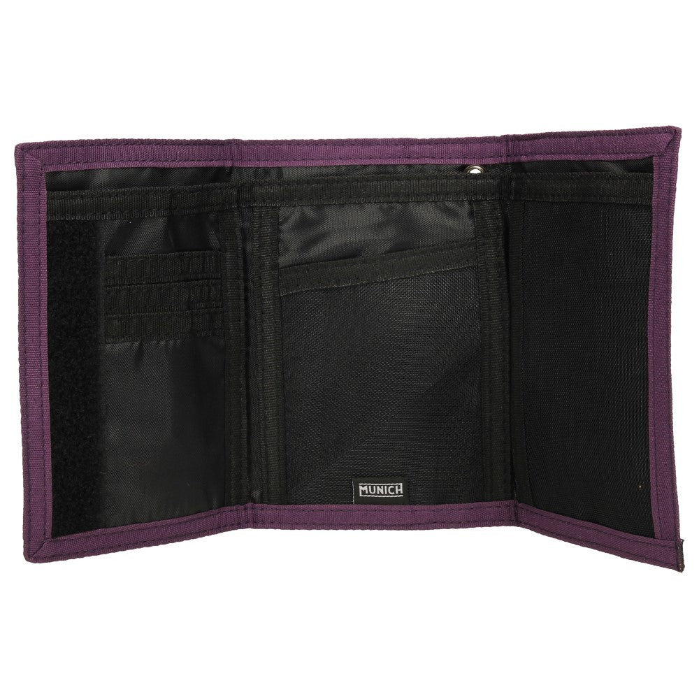 Billetero Munich Morado de Tela Resistente con Cierre de Velcro