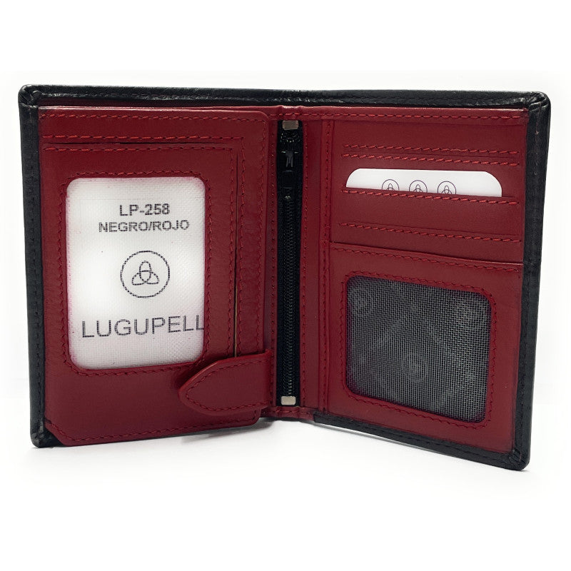 CARTERA VERTICAL CON BROCHE Y CREMALLERA INTERIOR SIN MONEDAS - 258