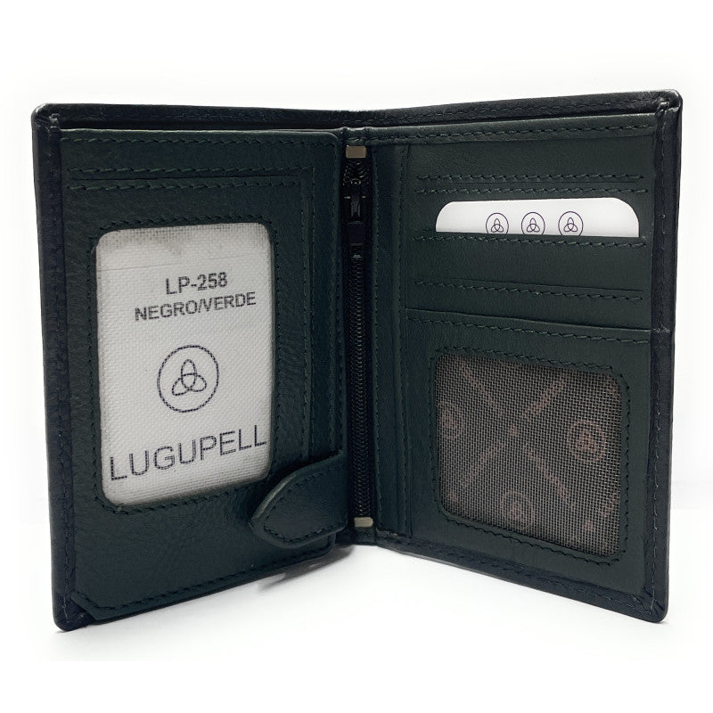 CARTERA VERTICAL CON BROCHE Y CREMALLERA INTERIOR SIN MONEDAS - 258