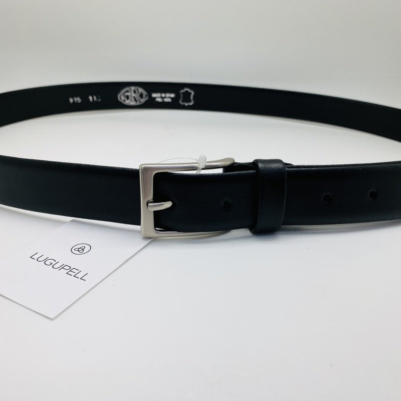 Cinturón de piel negra en 30 mm con hebilla clásica