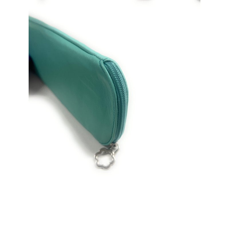 Funda de abanico de piel - Esmeralda