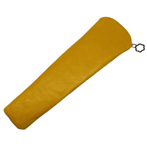 Funda de abanico de piel - Mostaza