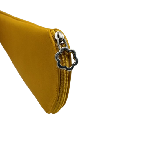 Funda de abanico de piel - Mostaza