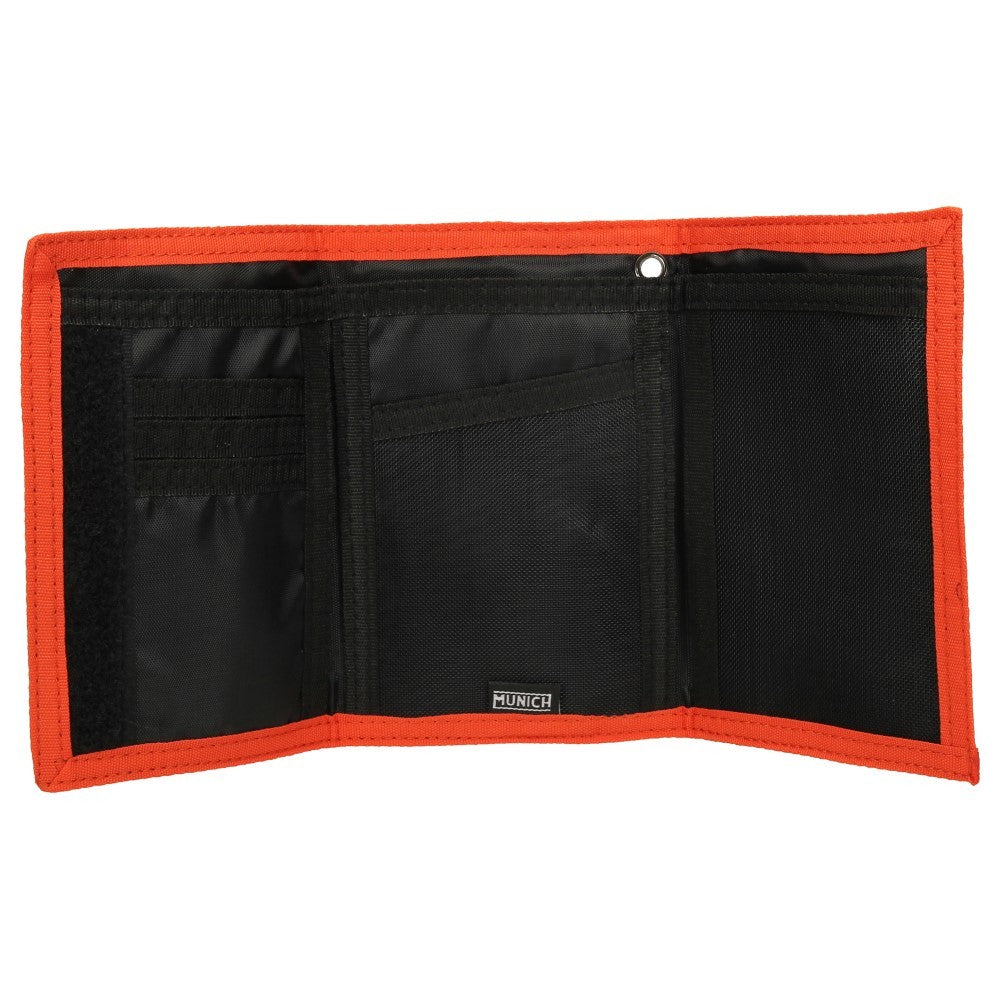 Billetero Munich Naranja de Tela Resistente con Cierre de Velcro